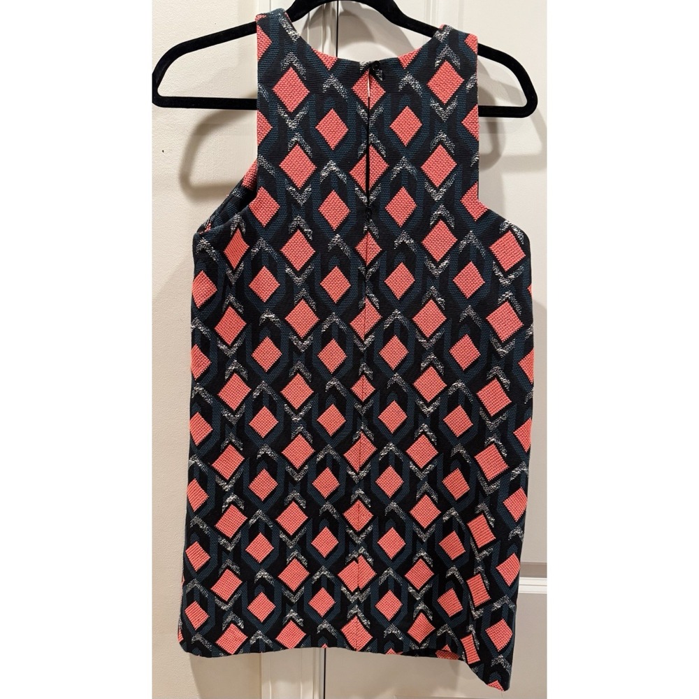MILLY Angular Diamond Jacquard Geometric Tweed Shift Dress Size 6 Black Coral - Picture 5 of 6